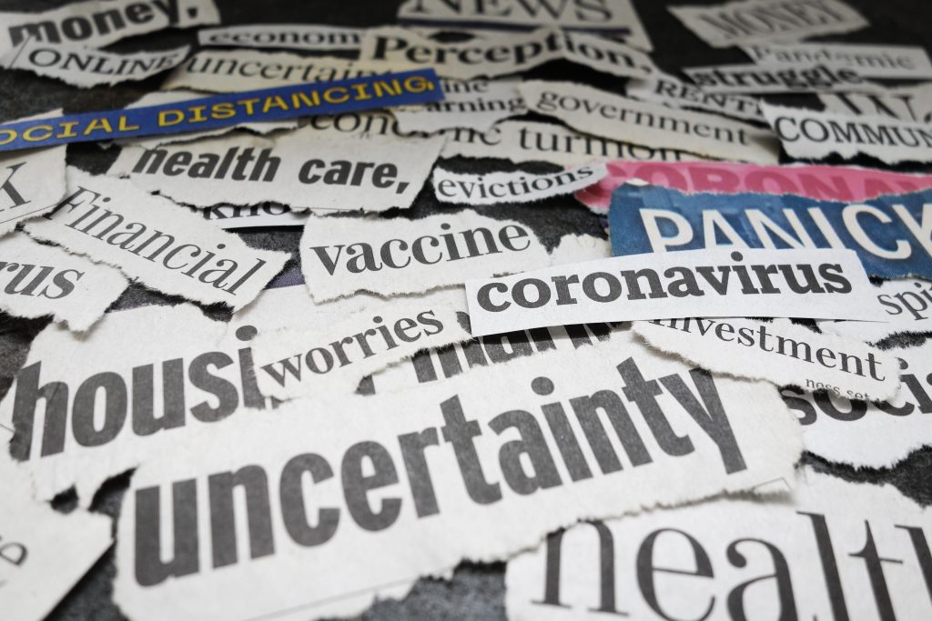 Newspaper headlines relating to uncertainty
